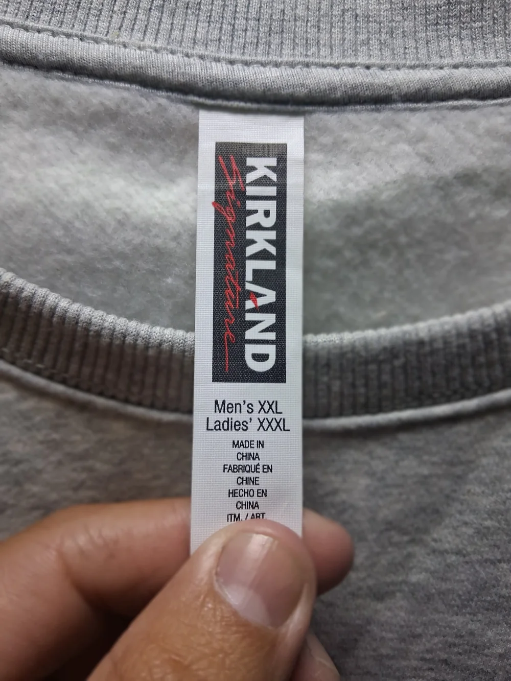 Kirkland Signature Light Gray Crewneck Sweatshirt with Small Logo Size Xxl
